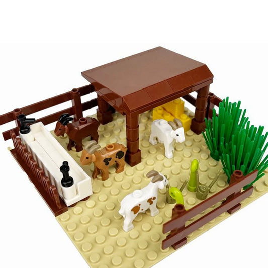 MOC fazenda gado cavalo transporte estável jardim vegetal tijolos modelo blocos de construção brinquedos para crianças presentes de Natal