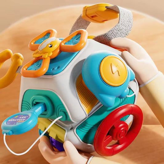 Montessori ocupado placa cubo sensorial bebê cubo educacional crianças interessante poliedro habilidades básicas atividade brinquedos