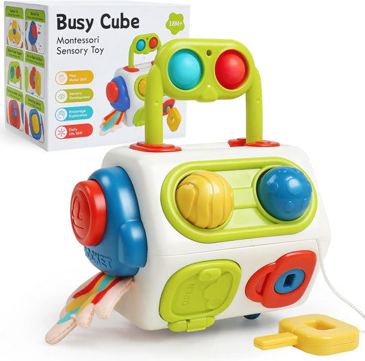 Montessori ocupado cubo brinquedos para atividades sensoriais da criança ocupado placa aprendizagem precoce brinquedos de viagem presente para crianças