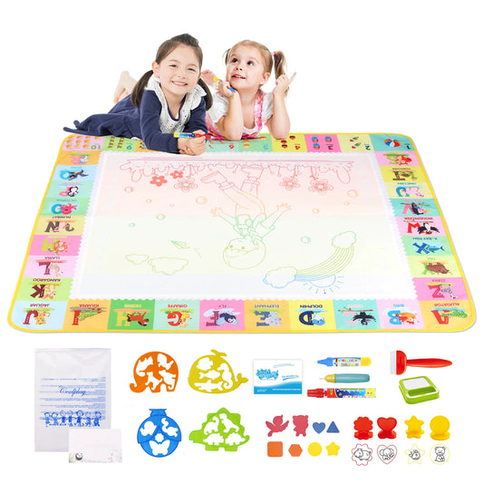 Tapete mágico de desenho aquático 100x80cm, doodle para colorir com canetas mágicas reutilizáveis, placa de pintura montessori, brinquedos educativos, presentes para crianças