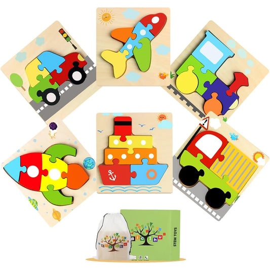 Quebra-cabeças de Madeira com 6 Formas Brinquedos Montessori Blocos Educativos Brinquedo de Aprendizagem para Bebês